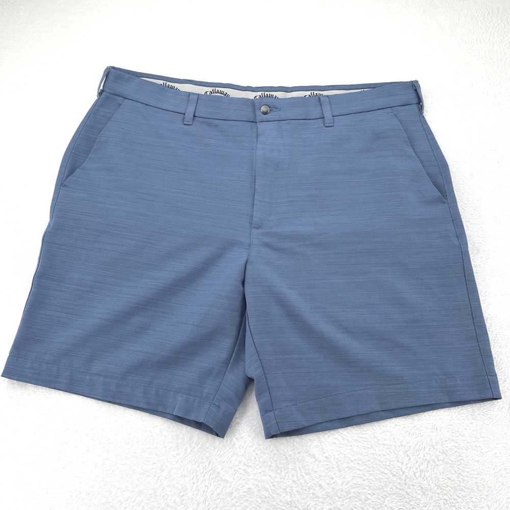 Callaway Mens Blue Heather Performance Golf Shorts Size 40 Stretch Flat Front